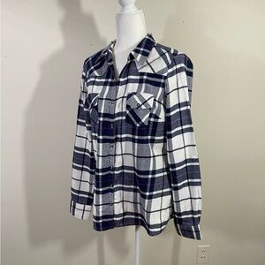 Falls Creek sz lg shirt button down in blue and white plaid